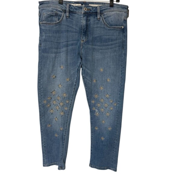 Pilcro And The Letterpress Jeans Womens 32 Slim Boyfriend Embroidered Distressed - Picture 1 of 10